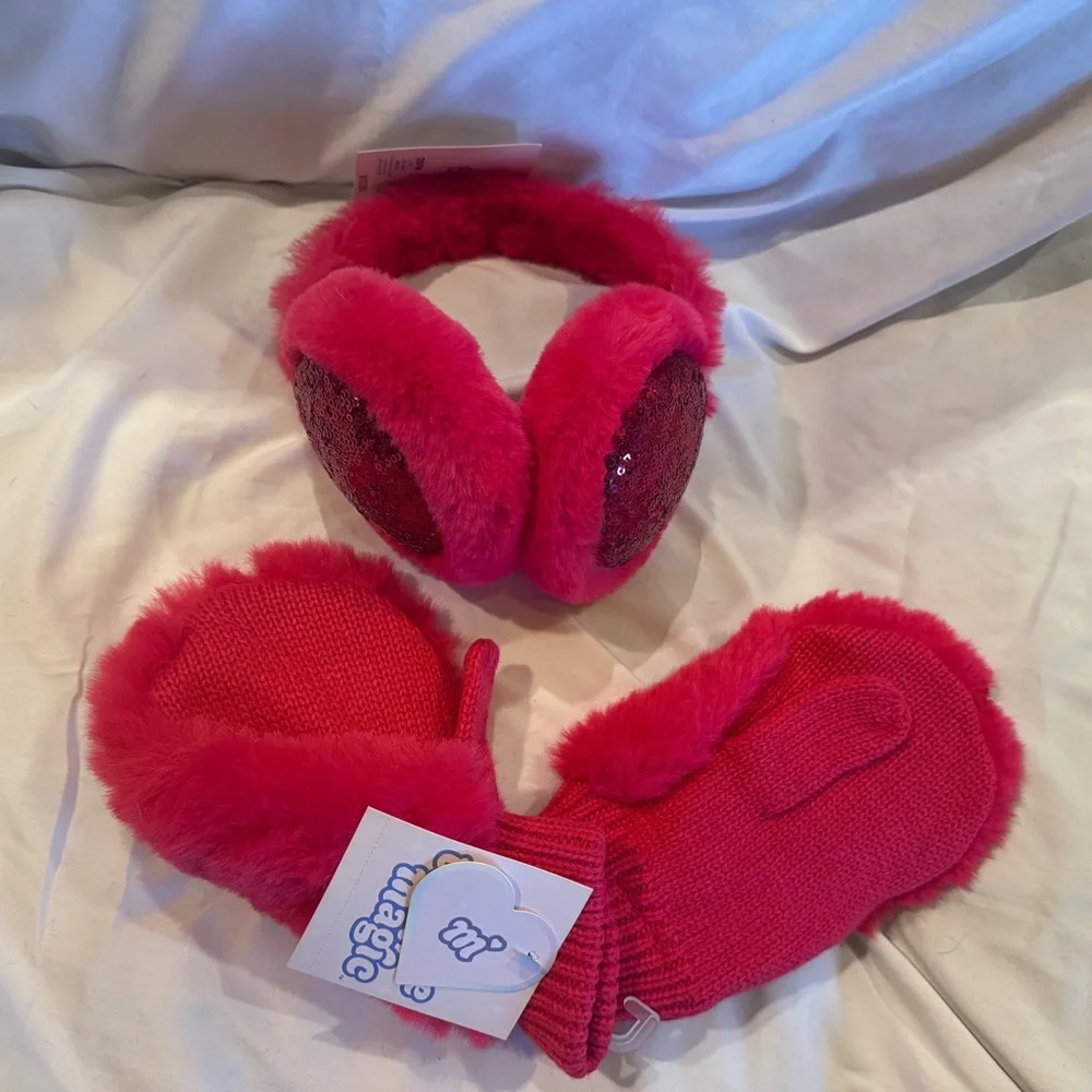 More Than Magic Red Mittens and Earmuffs Set